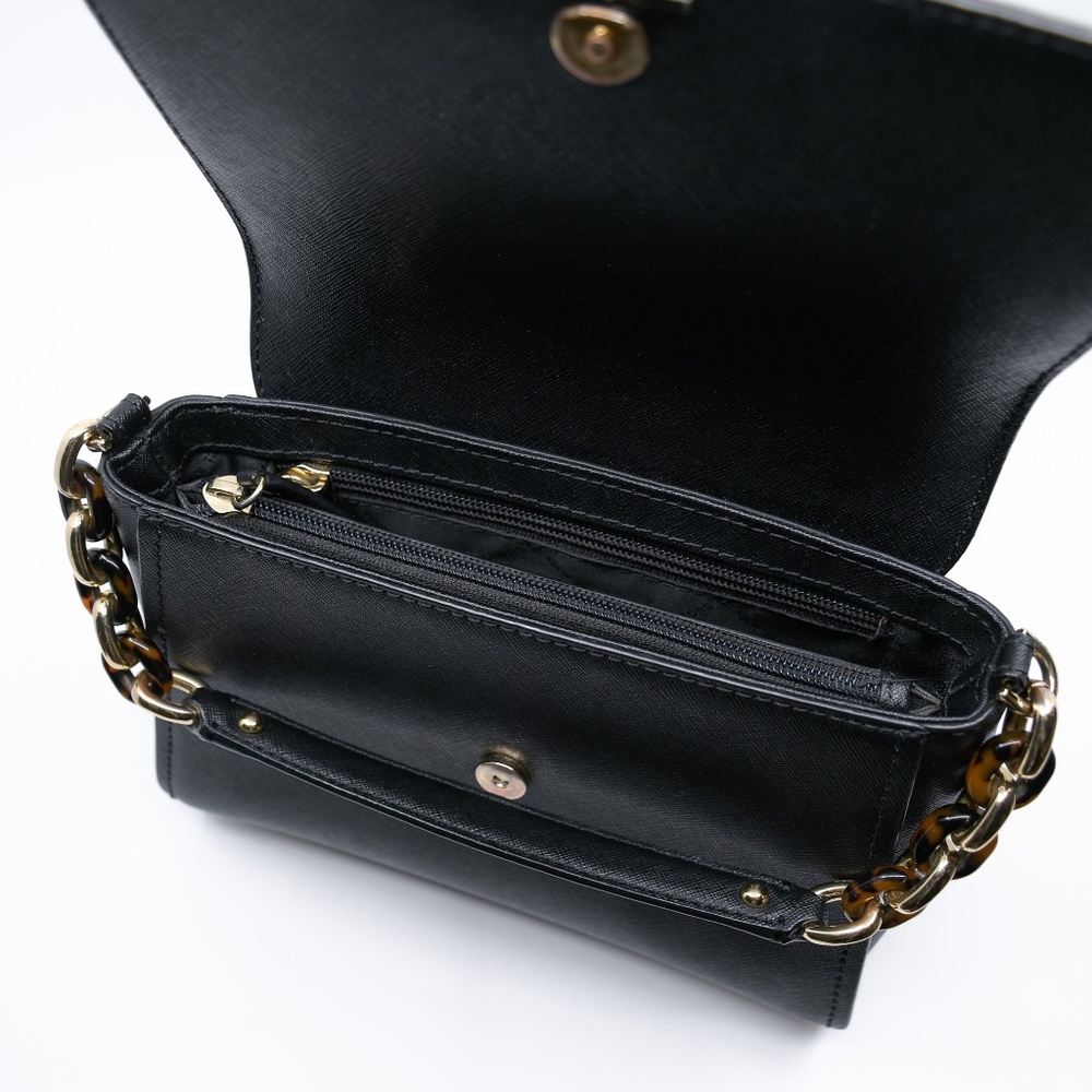MICHAEL KORS Portia East West Small Saffiano Leather Satchel in Black - Picture 11 of 12